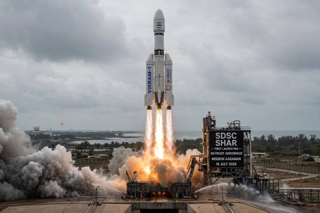Vikram-1 Rocket Launch: बिना पायलट विक्रम-1 रॉकेट भरेगा उड़ान Vikram-1 Rocket Launch (AI Generated Photograph)